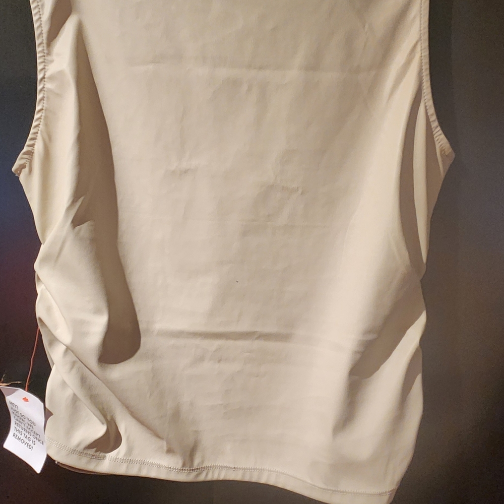 Ruched faux leather sleeveless top